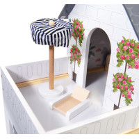 MDF drevený domček pre bábiky + nábytok 78cm čierny LED