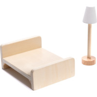 MDF drevený domček pre bábiky + nábytok 78cm čierny LED