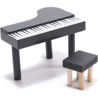 MDF drevený domček pre bábiky + nábytok 78cm čierny LED