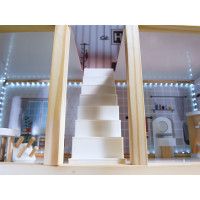 MDF drevený domček pre bábiky + nábytok 78cm čierny LED