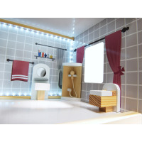 MDF drevený domček pre bábiky + nábytok 78cm čierny LED