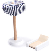 MDF drevený domček pre bábiky + nábytok 78cm čierny LED