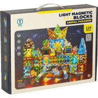 3D magnetické stavebnice svietiace Zvierací park - 124 prvkov