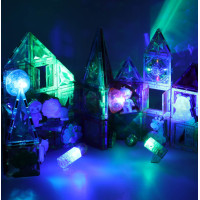 3D stavebné magnetické kocky svietiace Zvierací park - 90 prvkov