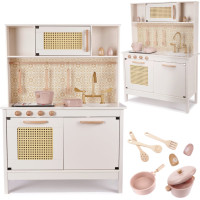 Detská drevená retro kuchynka z MDF s doplnkami BOHO