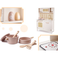 Detská drevená retro kuchynka z MDF s doplnkami BOHO