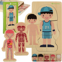 Drevené vrstvené Montessori puzzle Telo - chlapec