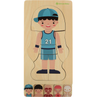 Drevené vrstvené Montessori puzzle Telo - chlapec