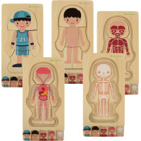 Drevené vrstvené Montessori puzzle Telo - chlapec