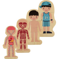 Drevené vrstvené Montessori puzzle Telo - chlapec