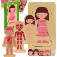 Drevené vrstvené Montessori puzzle Telo - dievča