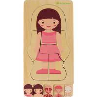 Drevené vrstvené Montessori puzzle Telo - dievča