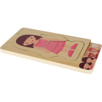 Drevené vrstvené Montessori puzzle Telo - dievča