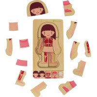 Drevené vrstvené Montessori puzzle Telo - dievča