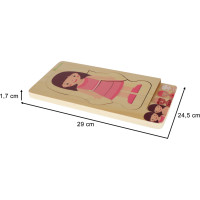 Drevené vrstvené Montessori puzzle Telo - dievča