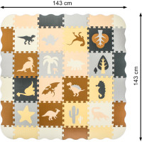 Penová puzzle podložka/ohrádka 36 prvkov - Dinosaury - 143 cm x 143 cm x1 cm