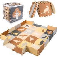 Penová puzzle podložka/ohrádka 36 prvkov - Dinosaury - 143 cm x 143 cm x1 cm