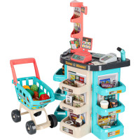 Pokladňa v supermarkete s nákupným vozíkom
