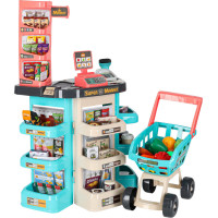 Pokladňa v supermarkete s nákupným vozíkom