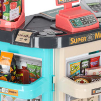 Pokladňa v supermarkete s nákupným vozíkom