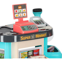 Pokladňa v supermarkete s nákupným vozíkom