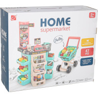 Pokladňa v supermarkete s nákupným vozíkom