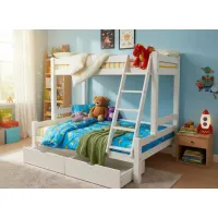 Detská poschodová posteľ s rozšíreným spodným lôžkom z MASÍVU 200x90cm so šuplíkmi PAVLÍNA