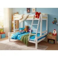 Detská poschodová posteľ s rozšíreným spodným lôžkom z MASÍVU 200x90 cm bez šuplíka PAVLÍNA