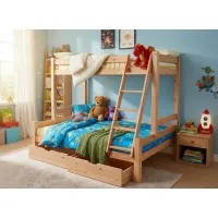 Detská poschodová posteľ s rozšíreným spodným lôžkom z MASÍVU 200x90 cm bez šuplíka PAVLÍNA