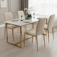 Jedálenská stolička MAVERIK Velvet - béžová/zlatá