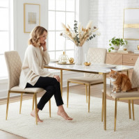 Jedálenská stolička MAVERIK Velvet - béžová/zlatá