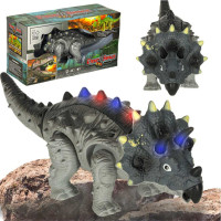 Diaľkovo ovládaný chodiaci dinosaurus RC Triceratops so zvukmi a svetlom