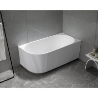 Aqualine TIBERA R rohová stojaca vaňa, 150x75cm, panel vlnky, biela E1037G