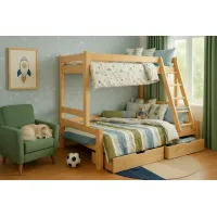 Detská poschodová posteľ s rozšíreným spodným lôžkom z masívu ROBUST 8X8 6A - 200x90 cm