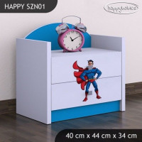 Detský nočný stolík SUPERMAN - TYP 1, modrý