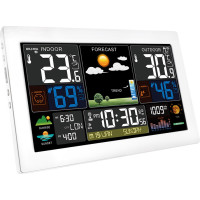 Solight meteostanica, extra veľký farebný LCD, teplota, vlhkosť, tlak, RCC, USB nabíjanie, biela