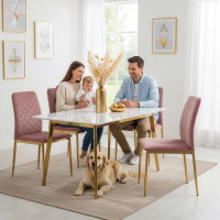 Jedálenská stolička MAVERIK Velvet - ružová/zlatá