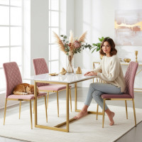 Jedálenská stolička MAVERIK Velvet - ružová/zlatá