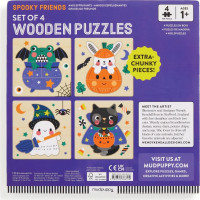 Mudpuppy Drevené halloweenskej puzzle sada 4 puzzle