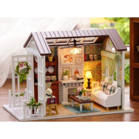 Miniatúra domčeka DIY Obývacia izba pre bábiky s LED osvetlenie