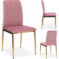 Jedálenská stolička MAVERIK Velvet - ružová/zlatá