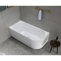 Aqualine TIBERA L rohová stojaca vaňa, 150x75cm, panel vlnky, biela E1047G