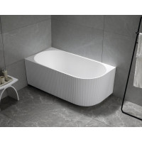 Aqualine TIBERA L rohová stojaca vaňa, 150x75cm, panel vlnky, biela E1047G
