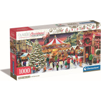CLEMENTONI Panoramatické puzzle Vianočná kolekcia: Vianočná dedinka 1000 dielikov