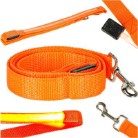 LED svietiace vodítko pre psov 2,5x120 cm - oranžové
