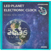 Nástenné hodiny Planéta Zem s LED displejom 32 cm - modré