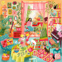 PIECES & PEACE Štvorcové puzzle Hudobná izba s balkónom 1000 dielikov