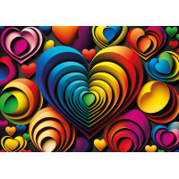 YAZZ Puzzle Farebné srdcia 1000 dielikov