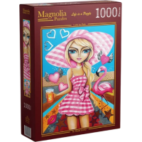 MAGNOLIA Puzzle Dáma v ružovom 1000 dielikov