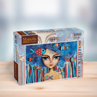 MAGNOLIA Puzzle Dievča s rybami 1000 dielikov